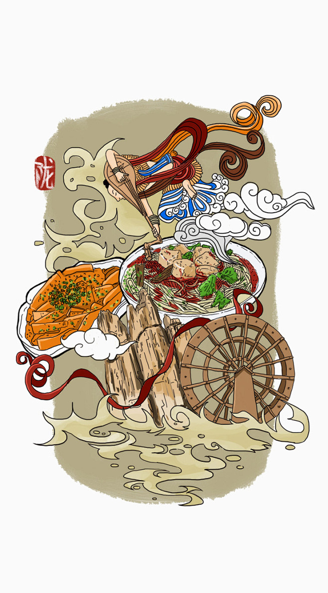 黄河美食插画——陇地美食