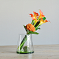 插花仿真花 现代 艺术插花玻璃花瓶 橙色马蹄莲胶粒 创意花艺餐桌-善木良品