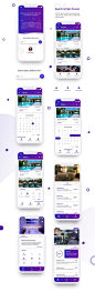 iOS App design for hotel bookings. Clean and modern design complimented by a bold colour palette and linear icons.