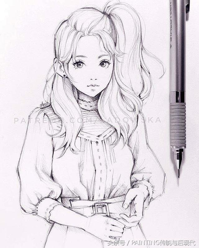 自动铅笔画的动漫次元美少女作品集