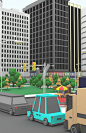 Low-Poly City : A low-poly city fully constructed by in Autodesk Maya. Post editing done in Photoshop. 
