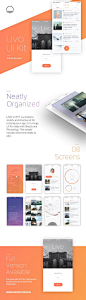 Have a nice week with a neatly organized FREE UI Kit – Livo. The Kit contains 8 screens from across different categories and is compatible with both Photoshop and Sketch. With polished design, It will help you to build your next mobile app successfully.: 