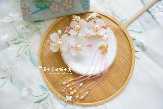 落小茶的铺子<芷樱> 二版 原创粉晶花瓣...