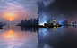 General 1920x1200 city cityscape Shanghai China skyscraper building sunset tower clouds sea reflection lights