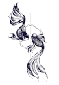 Fishes drawing by Miss Sita @ One O Nine barcelona I love the geometric shape with a classic tattoo idea