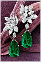 Alternate view: Harry Winston emerald and diamond earrings with 14 carats of diamonds and two emeralds weighing 16.57 and 14.58 carats. Via Diamond… | Pinterest