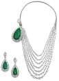 PHILLIPS : UK060111, , An superb emerald and diamond necklace and ear pendant suite