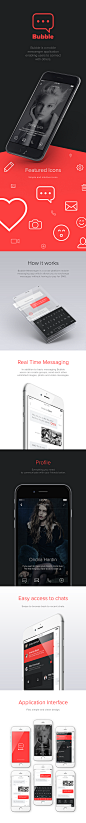 Concept of Bubble Mobile Messenger — Application design : Bubble is a mobile messenger application enabling users to connect with others.UI, UX, Mobile Application Design.