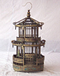 Gorgeous Hand carved and painted oriental style bird cage: 