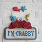 地中海 装饰 红色螃蟹海洋动物挂牌 实木门挂 门牌I`M CRABBY