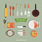 My kitchen tools collection Free Vector
