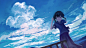 Anime 1920x1080 anime manga anime girls sky blue clouds schoolgirl sailor uniform sea