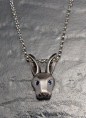 silver bunny pendant , pick your eye color : this is the same as the plain silver bunny but with gemstone eyes. comes with sterling silver chain. you can also order it in all high polish