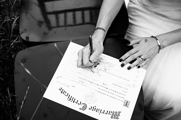 signing the marriage...