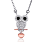 CZ Inlaid Owl Shape 925 Sterling Silver Women's Necklace