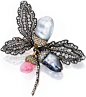 Conch pearl, cultured pearl, and diamond brooch. Via Diamonds in the Library.