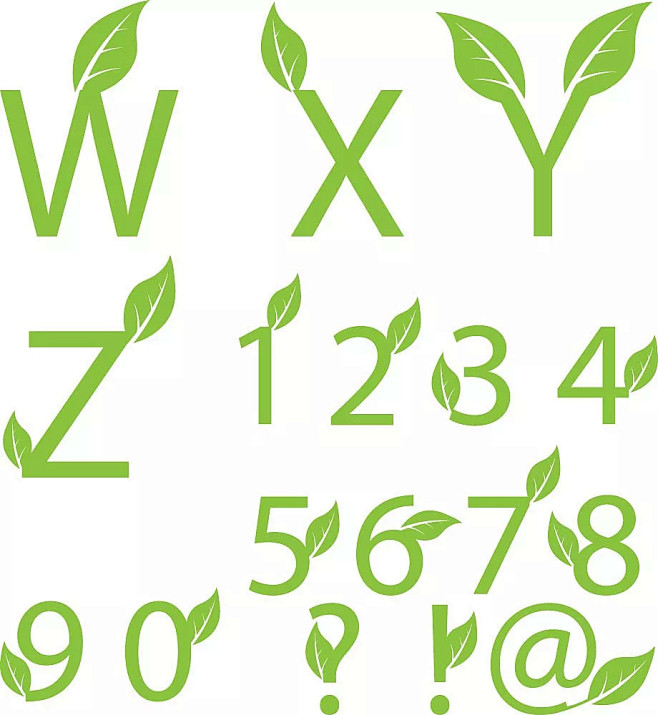绿色叶子字母数字与符号1|2|3|4|5...