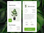 Plants e-commerce sunshine table suggestion side menu stats price list cart plant shopping card card total water humidity mobile store e-commerce description card item interface infographics plants monstro green