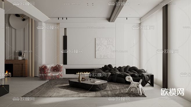 高级灰客厅 蟒蛇沙发3d模型
