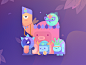 Paperpillar's Squad characters gradient cute monster illustration illustrations sticker