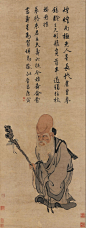 唐寅——《南极仙翁》人物立轴欣赏  |  
明|唐寅(1470—1523)，字伯虎、子畏，以字行，号六如居士、桃花庵主、鲁国唐生、逃禅仙吏等，吴县(今江苏苏州)人。早学沈周、周臣，宗法李唐、刘松年，融会南北画派，笔墨细秀，布局疏朗，风格秀逸清俊。与沈周、文徵明、仇英并称“吴门四家”，又称“明四家”。书取法赵孟頫。诗文与祝允明、文徵明、徐祯卿并称“吴中四才子”。