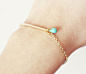 gold bar minimalist bracelet - with a pop of turquoise (B012)