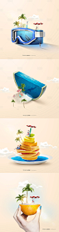 【源文件下载】 海报 夏季 夏日 夏天 旅游 度假 创意 简约 潜水 西瓜 橙子