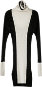 黑白拼色螺纹高领薄款打底针织裙-最搭配