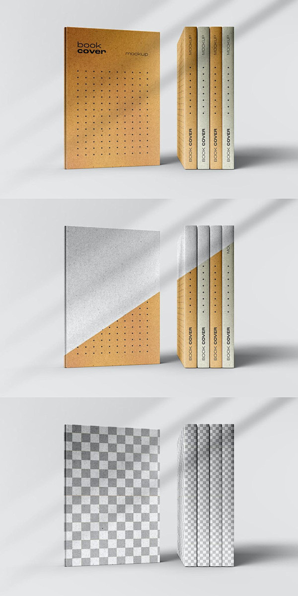 自然皱纹书籍封面设计样机 (PSD)