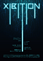 XIBITION | Poster, Logo, Cards, Catalog, Wallpaper : A series of design including logo, poster, catalog and cards for my imagined personal exhibition, XIBITION, to display one of my styles that is all about cyber-futuristics using my favorite 'water blue 