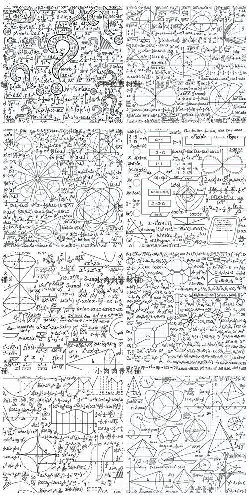 24组科技数学类图表公式笔记铅笔线稿图E...