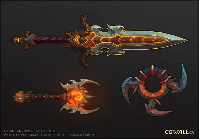 Cataclysm游戏武器设计原画，剑，...