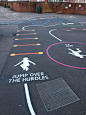 Thermoplastic Playground Marking | SSP Play : Thermoplastic markings can add colour and interest to a play area / school playground incorporating games, sports or education features to a tarmac surface.
