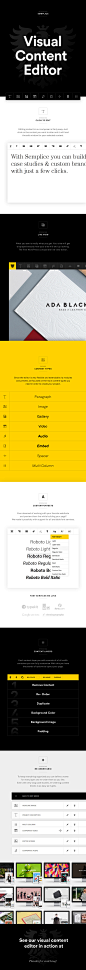 Semplice - Content Editor : Semplice is the first fully responsive case study portfolio system. Today we like to show you our content editor which you can use to creative immersive case studies or landing pages within minutes without knowing how to code.