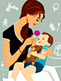 人,玩具,四分之三身长,室内,深情的_sb10066215d-001_Mother holding baby boy and baby rattle_创意图片_Getty Images China