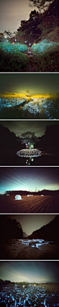 视觉志：【大地星空装置摄影】摄影师Lee Eunyeol借助他构造的复杂灯光装置，将熟悉的夜空景象与重新打造的光影空间结合在一起，从而产生一个奇幻而浪漫的空间景观。这即是摄影，又是景观装置艺术。（组照）