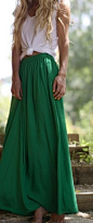 green maxi skirt