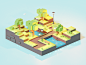 Walk in the Park nature park box lowpolyart low poly diorama model isometric lowpoly render design blender illustration 3d