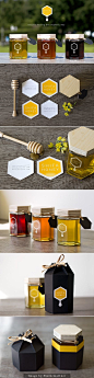 Shifa Honey packaging and logo design. I love the hexagon jars for honey packaging. It just makes sense.