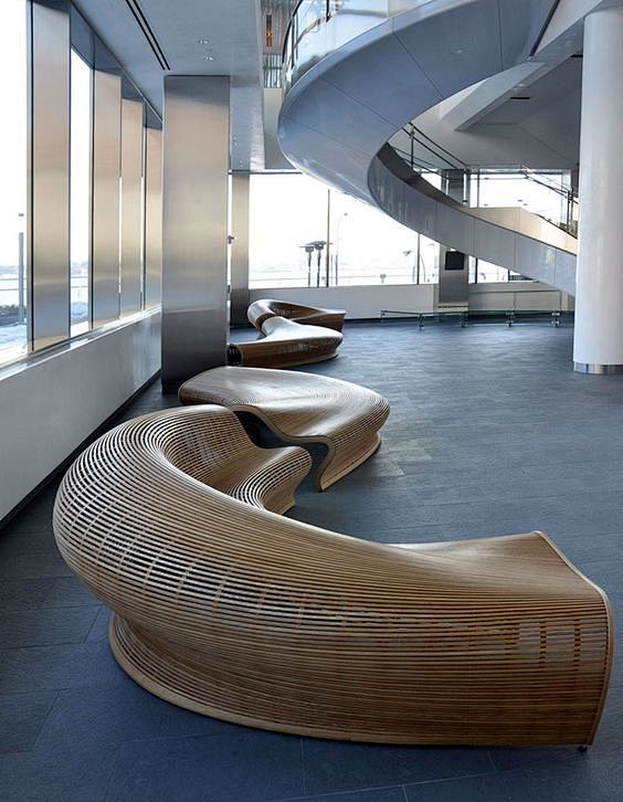 Wooden seating with ...