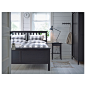 HEMNES Nightstand - black-brown  - IKEA : IKEA - HEMNES, Nightstand, black-brown, , Smooth running drawer with pull-out stop.Made of solid wood, which is a durable and warm natural material.