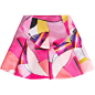 Kenzo Printed Satin Skirt : A real showstopper, this Kenzo skirt is structured with linear pleats and colored in bright shades of fuchsia, yellow and blossom - Multicolored satin, pleats,...