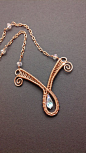 teardrop Swarovski wire wrapped copper necklace by 2wired on Etsy, $40.00