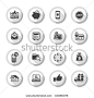 Set gray flat buttons, symbols with shadow. Vector illustration 10eps - stock vector