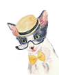Kitten Watercolor PRINT - Cat Painting, Old Time Cat, Bow Tie and Hat, 5x7 Print