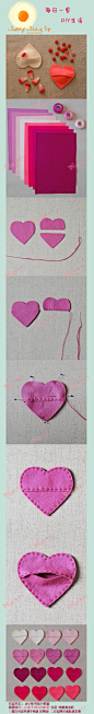 【不织布做的爱心糖果袋】： 超级有新意。要办婚礼的亲们可以试试哦！