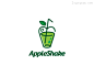 标志说明：AppleShake标志设计设计，标志将一杯果汁和苹果巧妙融合到了一起，颜色采用绿色，代表健康饮品。——LOGO圈