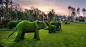 绿色大象植物雕塑