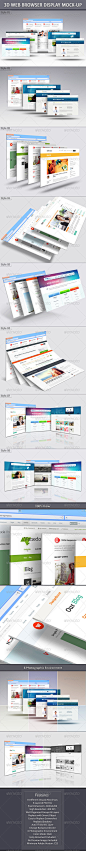 3D Web Browser Display Mock-Up网页图形展示模型素材模板源文件-淘宝网