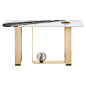 Minerva Console Table in Satin Dalmata Marble with Horn Accents, Mod. 7005BRSVS For Sale at 1stdibs
